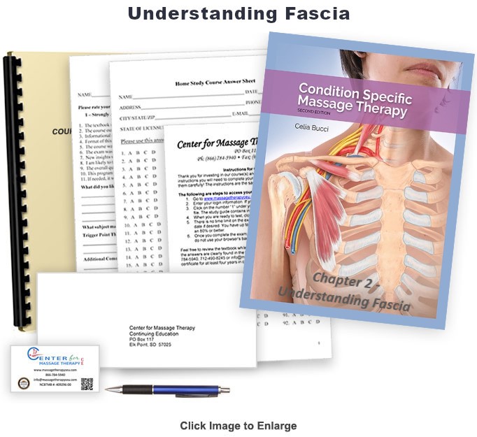 The NCBTMB approved 1 CE hour Understanding Myofascial Restrictions home course will introduce you to fascia and myofascial restrictions.